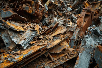 Abstract Industrial Scrap Metal Background with Wrecked Car Parts