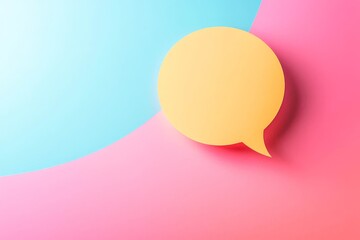 Empty speech bubble cutout on colored background.