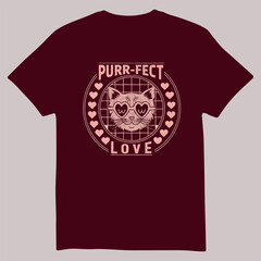 Purr - fect love retro style cat t-shirt design for valentines day. perfect gift for cat lover.