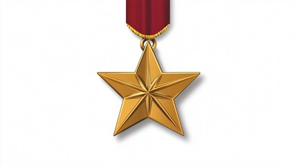 Fototapeta premium Military Star Shape Medal Vector Illustration Isolated on White Background