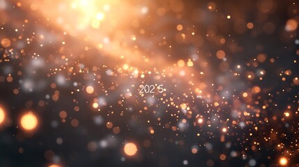 Obraz premium Abstract gradient background in sparkling gold and silver tones, with glowing bokeh lights and a minimal 