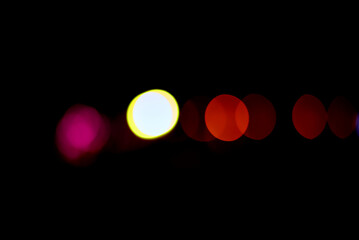 Bokeh of decorative lights in the festival, out of focus
