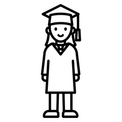 졸업식 여자 학생 아이콘