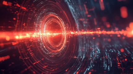 Obraz premium Abstract red and blue digital tunnel.