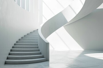 Obraz premium Ascending Staircase in Digital Design on White Background