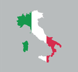 Naklejka premium Italy Map vector icon. Map of Italy in Flag colors.