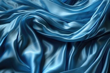 Fototapeta premium Blue Silk Waves: Abstract Fabric Background with Plaited Texture