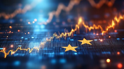 European Union Stock Market Finance Economy Trend Graph With Digital Technology Infographics