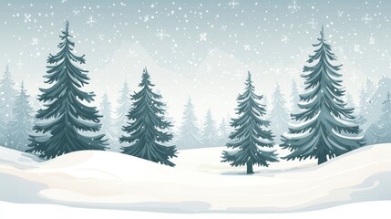 Fototapeta premium Snowy christmas trees under starry night in a winter landscape