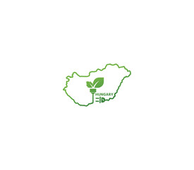 Eco-friendly Hungary map symbolizing renewable energy and sustainability for green projects and initiatives.