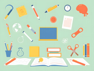 Set of vector illustrations depicting education tool
