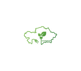 Eco-friendly Kazakhstan map symbolizing renewable energy and sustainability for green projects and initiatives.