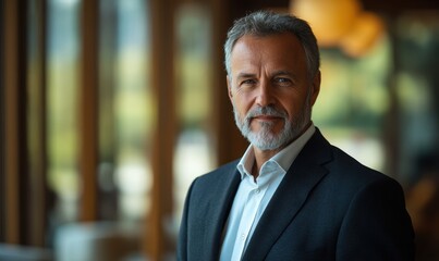Fototapeta premium Portrait Of Businessman Working In Office, in a business suit