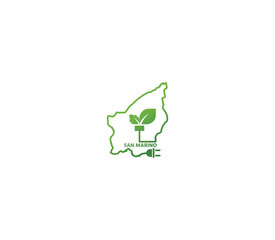 Fototapeta premium Eco-friendly San Marino map symbolizing renewable energy and sustainability for green projects and initiatives.