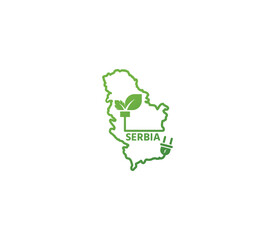 Eco-friendly Serbia map symbolizing renewable energy and sustainability for green projects and initiatives.