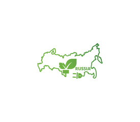 Eco-friendly Russia map symbolizing renewable energy and sustainability for green projects and initiatives.