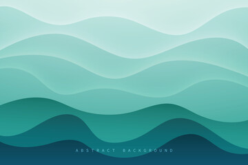modern realistic green gradient paper cut wave abstract background premium vector design