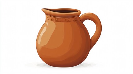Traditional Clay Pitcher Jug Vector Illustration Isolated on White Background