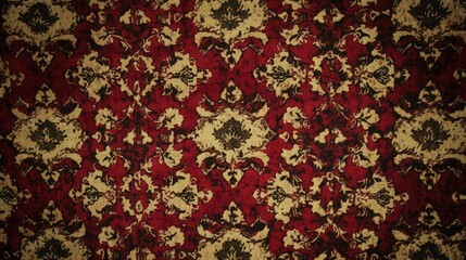 Naklejka premium Red Fabric Shows A Detailed Floral Pattern Design