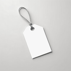 Blank White Gift Tag with Grey String, Ready for Customization, Isolated on a Light Gray Background, Ai generated images