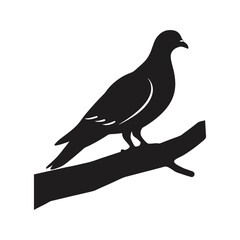 Graceful Pigeon Silhouette Vector Illustration | Bird Design