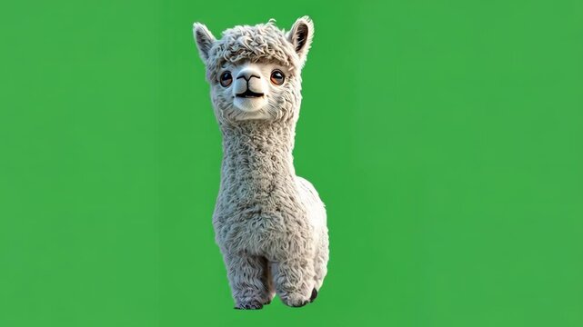 Llama, Textured Fur, Mid-Stride, Green Screen Studio, Marketing Campaign or Education Material