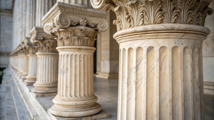 White Marble Columns Classic Architecture, Court Building, Law and Justice Background