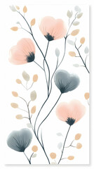 A floral illustration featuring soft pastel flowers and delicate leaves on a light background.