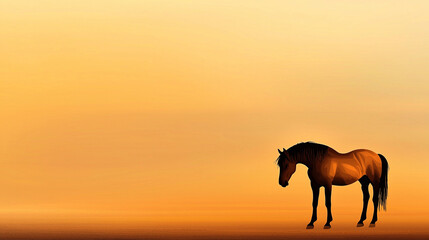 Fototapeta premium Majestic Horse Silhouette Against Sunset Sky