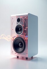 Obraz premium Transparent Audio Speaker with Artistic Sound Effects