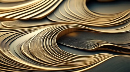 Abstract Gold Wave Layers Design Background