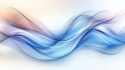 Elegant abstract red, white, and blue waves flowing fluidly across a white background, dynamic and vibrant