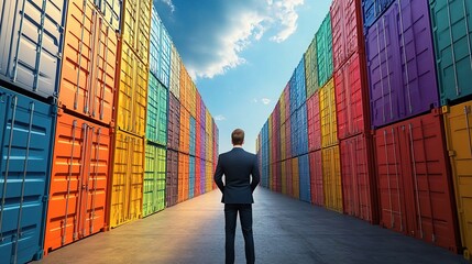 Manager Overseeing Distribution in Colorful Warehouse Environment