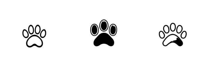 Premium icon for a veterinarian clinic, pet shop, animal feed, homeless animal shelters, or allergen. This line sign resembles a pet's footprint, suitable for dogs or cats. It's a modern pictogram