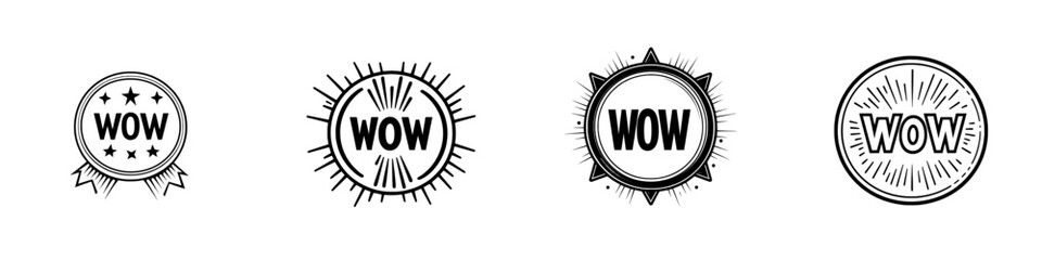 Impressive icon. Emblem of awe or astonishment. Label for online platforms, shops, markets, and mobile applications, as well as a sticker for print. Contemporary graphic for messaging. Modern