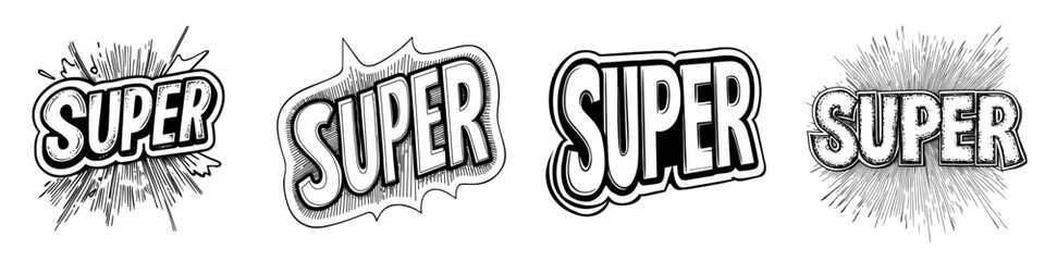 Thin line super icon. Ideal for advertising, promotions, e-commerce, and messenger stickers. Contour label suitable for mobile apps, websites, and printed materials. Modern, isolated illustration.