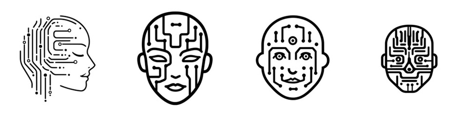 **Diagram Icon Binary Code and Mask. This Line Symbolizes Spyware, AI Technology, Stock Error in Code Deception. Contemporary Isolated Custom Pictogram on White Background with Editable Stroke.**