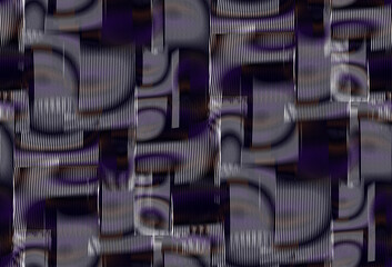 Dark abstract seamless texture with distortion and deformation of striped shapes. Grid background for mobile apps, wall art, wallpaper, wall panel, textile, poster, interior decor. 