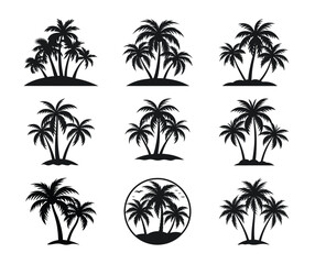 Palm Tree Silhouette Icons Set