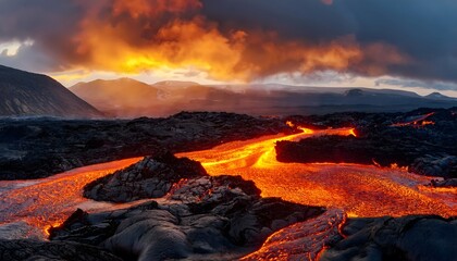 Naklejka premium Paisajes de lava endurecida