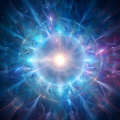 Fototapeta premium A bright star shines through a swirling nebula.