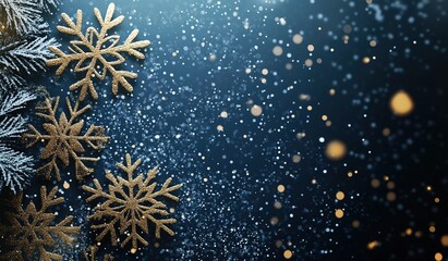 Golden Snowflake Vector Holiday Background for Christmas and New Year Celebrations, with Text Space for Posters and Greeting Cards