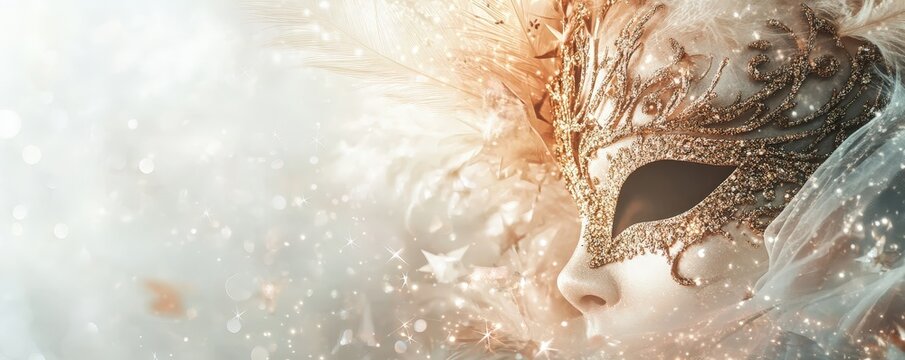 Majestic masquerade ball with intricate details and whimsical elements