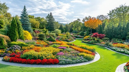 Obraz premium Vibrant Colorful Flower Garden Landscape Design