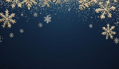 Golden Snowflake Vector Holiday Background for Christmas and New Year Celebrations, with Text Space for Posters and Greeting Cards