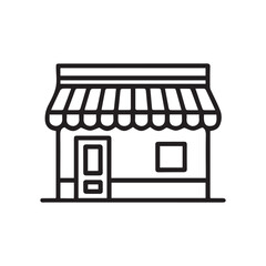 Minimalist Storefront Outline Vector with Awning