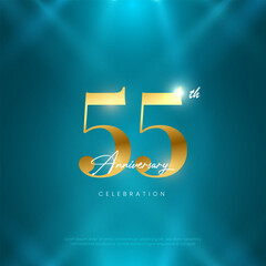 55th Anniversary celebration, Fifty-fifth year Anniversary celebration on lights background for celebration event, festive illustration.
