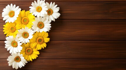 Obraz premium Floral heart arrangement rustic wooden table photography natural light close-up love and affection