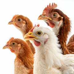 Fototapeta premium Chicken with baby chick isolated on a white background
