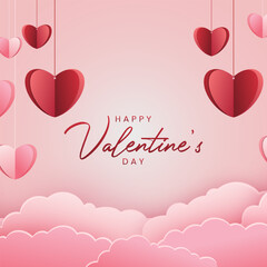 Happy Valentine's day poster design and template with hearts. Happy valentine day photoframe with heart shape. Valentine's day banner background